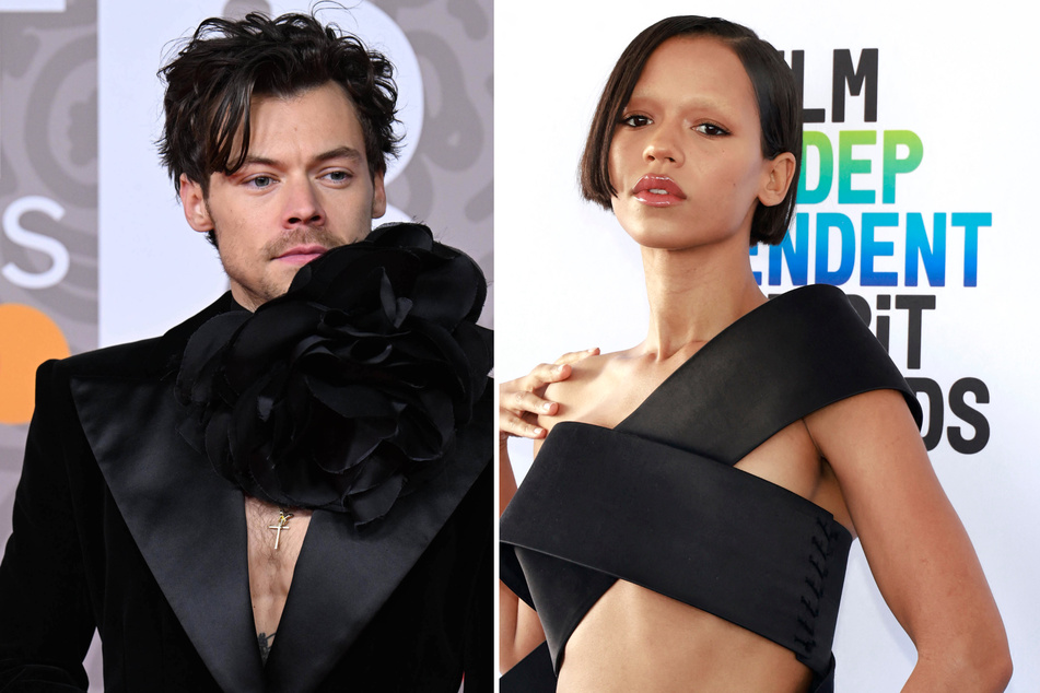 Harry Styles (l.) continues to spark dating rumors with Taylor Russell after she was spotted in the VIP tent at his Love on Tour show in Vienna.