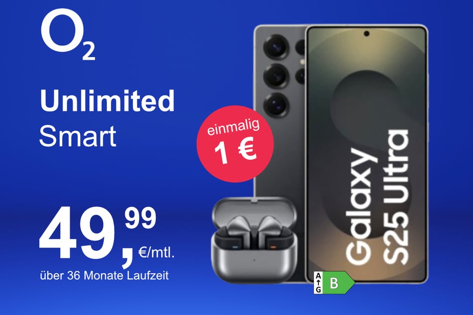 Das Samsung Galaxy S25 Ultra + Buds 3 Pro im o2 Mobile Unlimited Smart für einmalig 1 Euro.