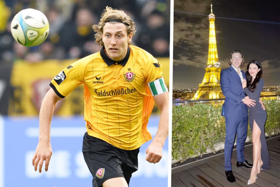 Michael Hefele (33) stieg 2016 mit Dynamo auf, nun hielt er vor dem Pariser Eiffelturm ganz romantisch um die Hand seiner Lebensgefährtin Denise an.