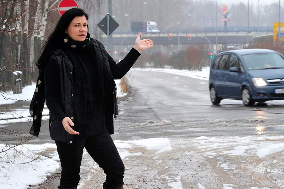 Das wohl sinnloseste Stück Südring: Nach wenigen hundert Metern endet die vierspurige Straße. Den Weiterbau fordert Ines Saborowski (51, CDU).
