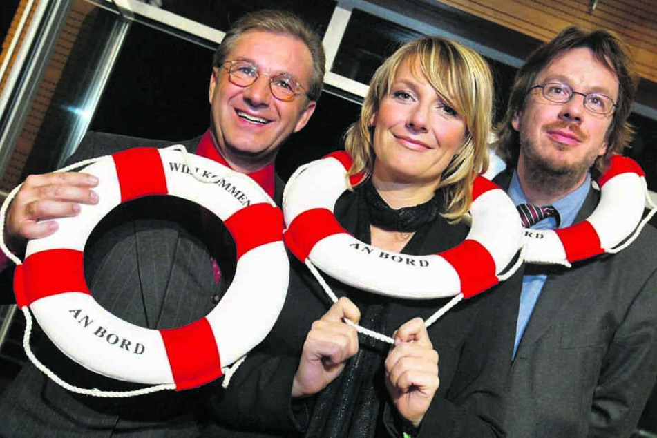Vor 16 Jahren moderierten Kachelmann, Kim Fisher und Jan Hofer (li.) das "Riverboat".