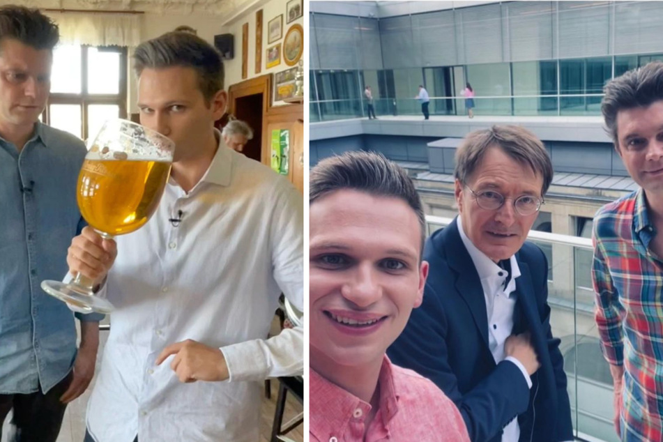 Der 27-Jährige macht sich gemeinsam mit Kollege Lutz van der Horst (47) auf Instagram regelmäßig über Politiker lustig – eins seiner Hauptziele: Karl Lauterbach (59, rechtes Bild, M.).