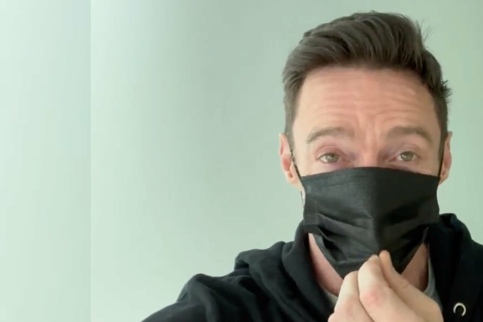 Hugh Jackman breaking the news of his positive Covid-19 test.