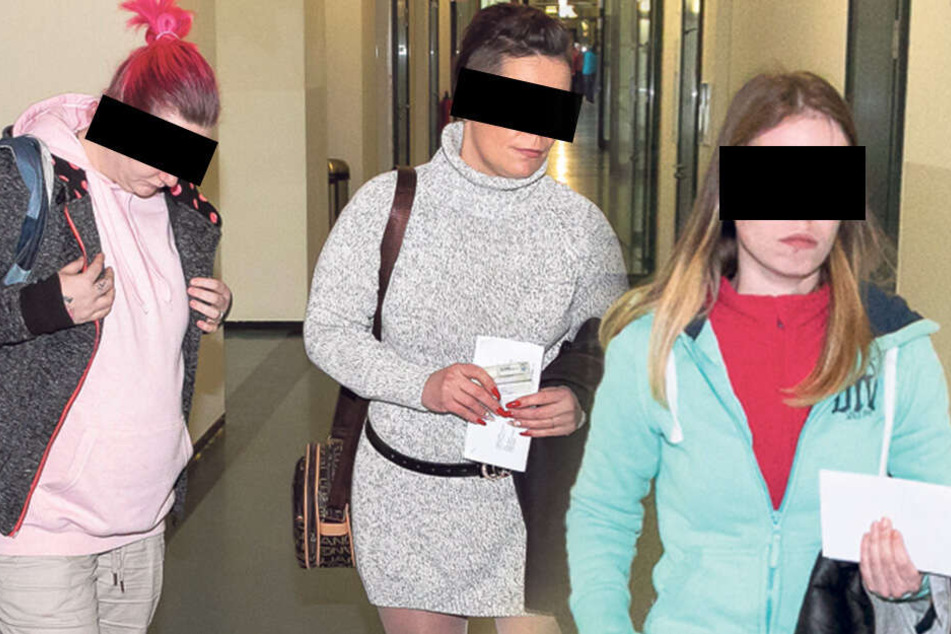 Isabel L. (23, r.) und ihre Freundinnen Annett H. (39) und Jenny M. (30, links) mussten vor den Amtsrichter.