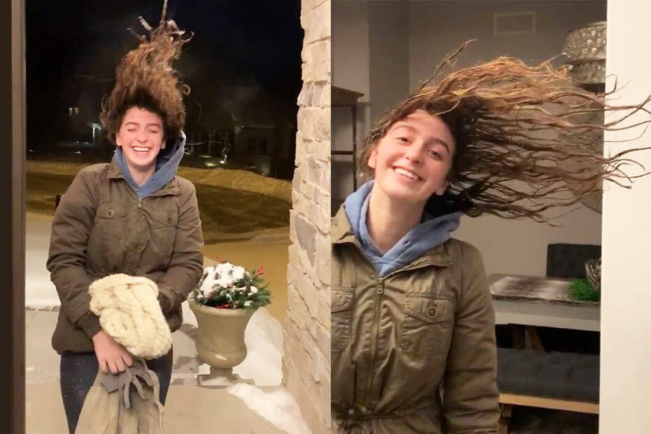 Taylor Scallons' Haare gefrierten bei der Kälte sofort.