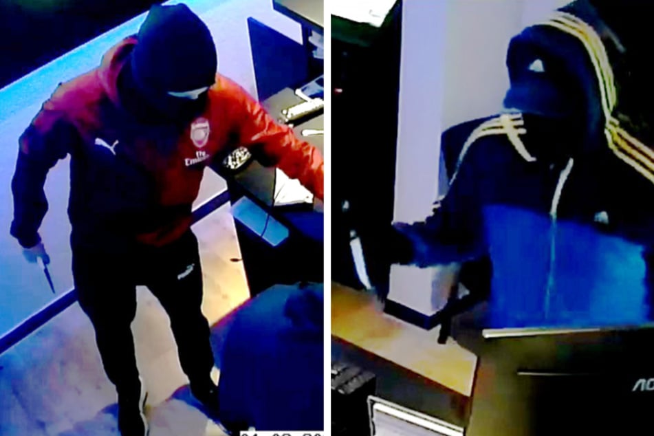 Überfall auf Wettbüro: Polizei sucht diese maskierten Messer-Männer