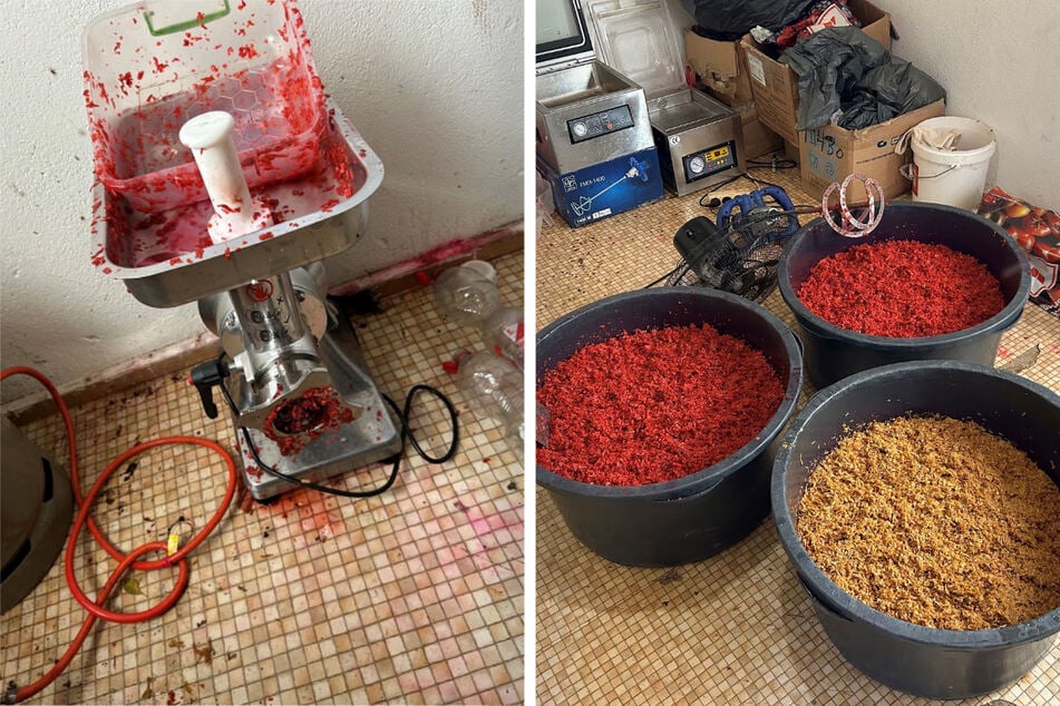 Es wurden zahlreiche Utensilien zur Herstellung von Shisha-Tabak sichergestellt.