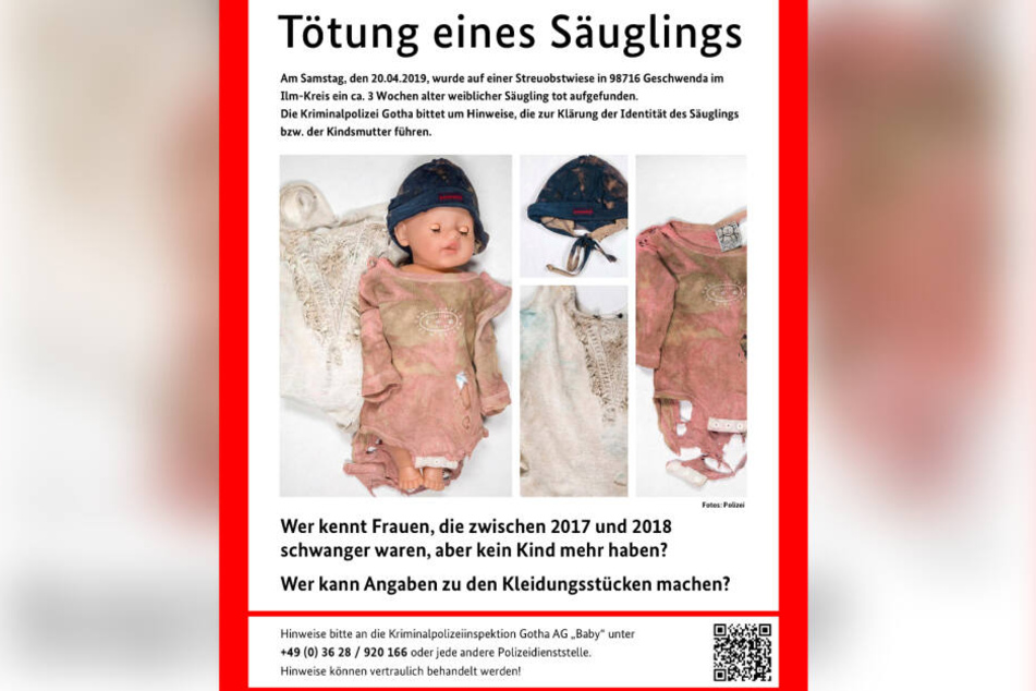 Mit diesem Plakat sucht die Polizei nach Hinweisen auf die Mutter.