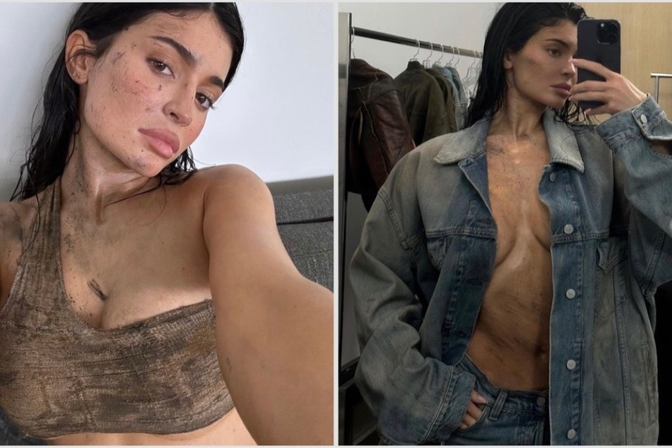Kylie Jenner got down and dirty for her Acne Studios fashion campaign shoot.