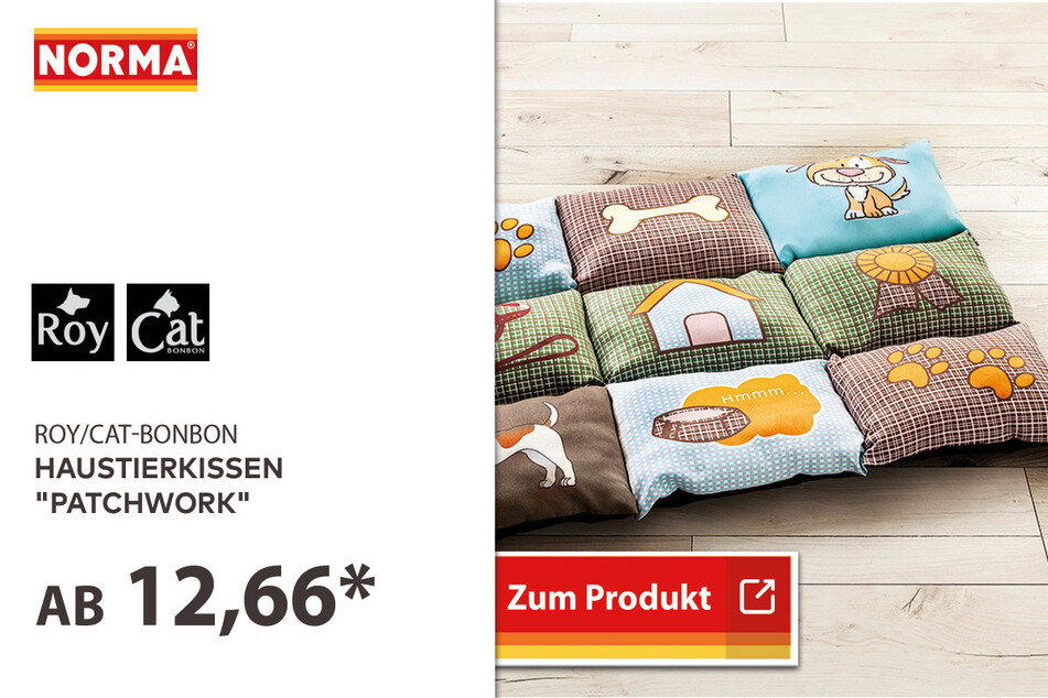 Haustierkissen Patchwork ab 12,66 Euro.