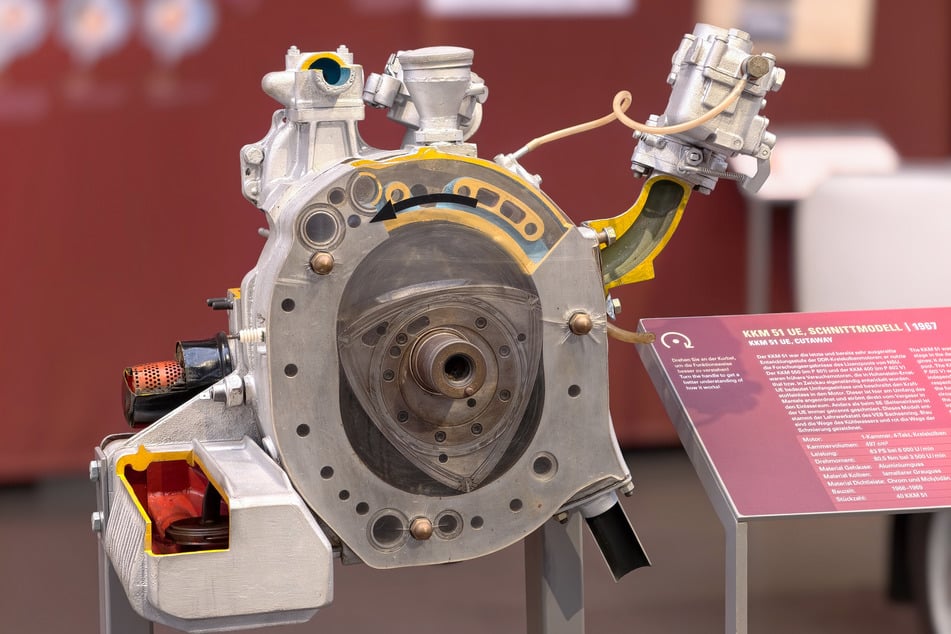 Drehen statt stampfen: Das Schnittmodell eines Kreiskolbenmotors macht die ungewöhnliche Technik hinter den Wankel-Trabis anschaulich.