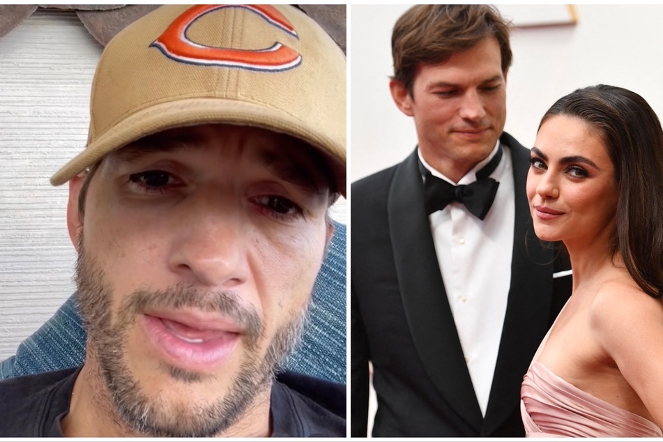 Ashton Kutcher (c) got personal about his life-threatening health scare, Mila Kunis being right by his side, and almost making a huge sacrifice to save his twin brother (r).