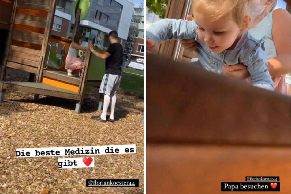 Florian Köster (33) spielt nach seiner Operation mit seinen Kindern Celina (8, l.) und Anastasia (2) auf dem Spielplatz nahe der Klinik.