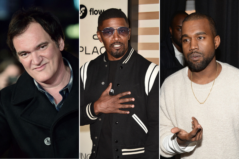 Kanye West is claiming that Quentin Tarantino (l.) and Jamie Foxx (c.) "got the idea" for the 2012 film Django Unchained from him.