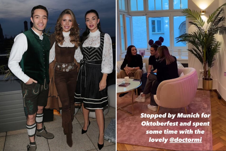 Gemeinsam mit Victoria Swarovski (31, M.) besuchten Ed Westwick (37) und Amy Jackson (32) das Oktoberfest in München.