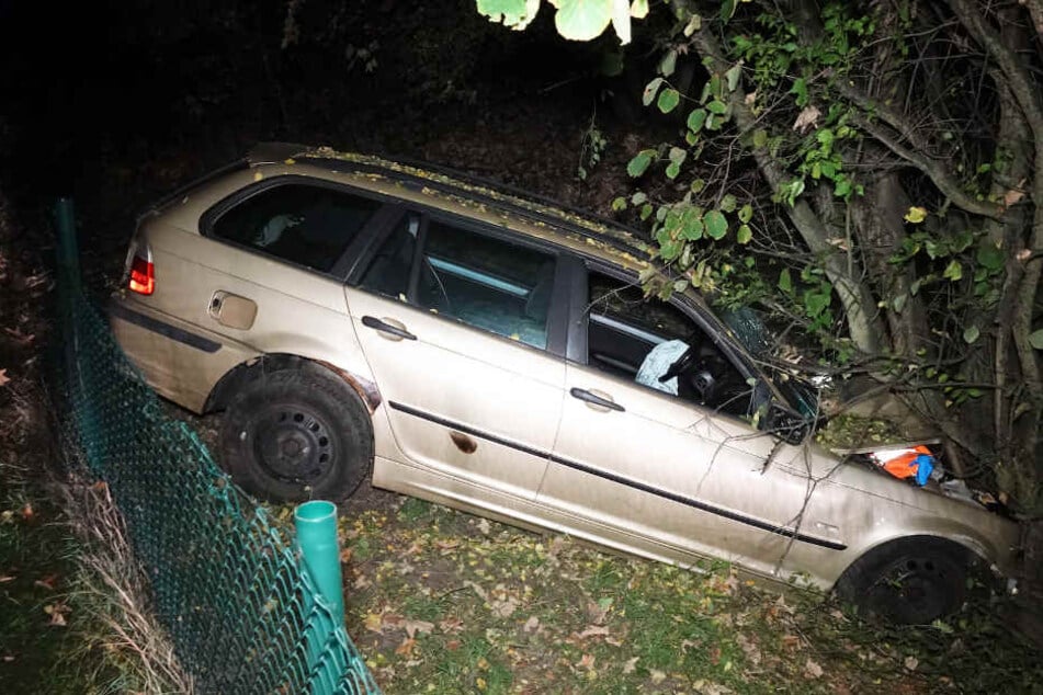 Erst an einem Baum kam der BMW zum Stehen. Der Fahrer verletzte sich schwer.