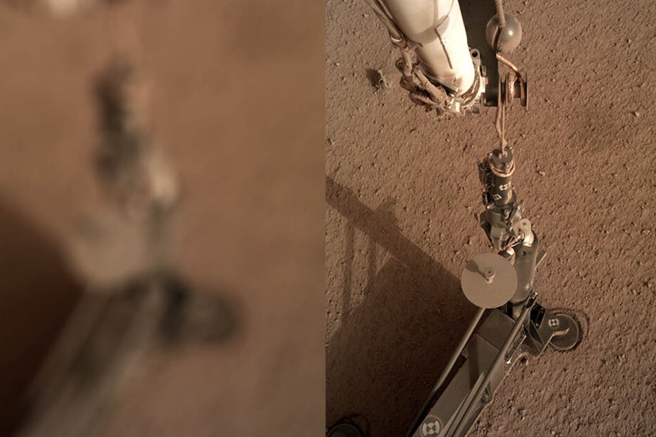 Dieses von der NASA/JPL-Caltech zur Verfügung gestellt Foto zeigt ein Bild, das vom InSight Mars-Lander Instrumenteneinsatzkamera (IDC) aufgenommen wurde.