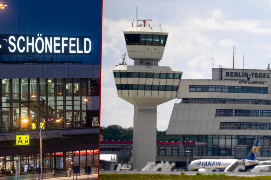 An Berlins Flughafen kam es am Freitag zu kuriosen Polizei-Einsätzen. (Bildmontage)