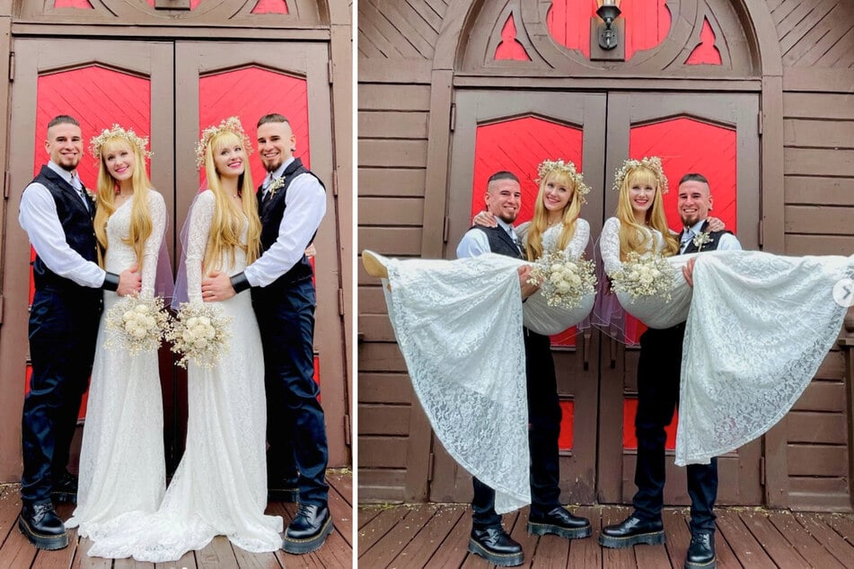 Nein, Ihr seht nicht doppelt! Auf dieser Hochzeit in den USA haben sich tatsächlich zwei eineiige Zwillingspaare das Jawort gegeben.
