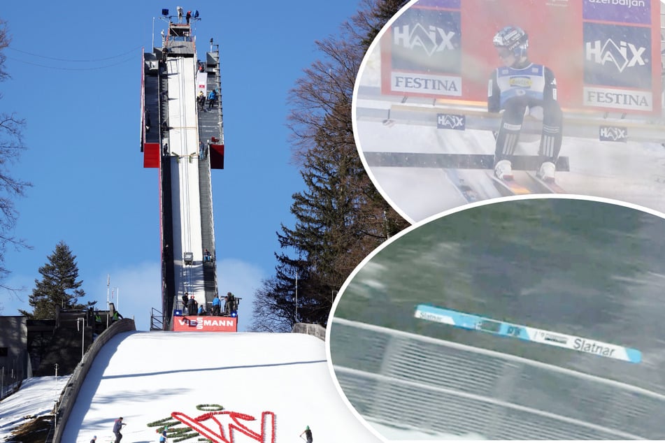 Schock-Moment bei Skiflug-WM: Plötzlich segeln zwei Skier die Schanze hinunter