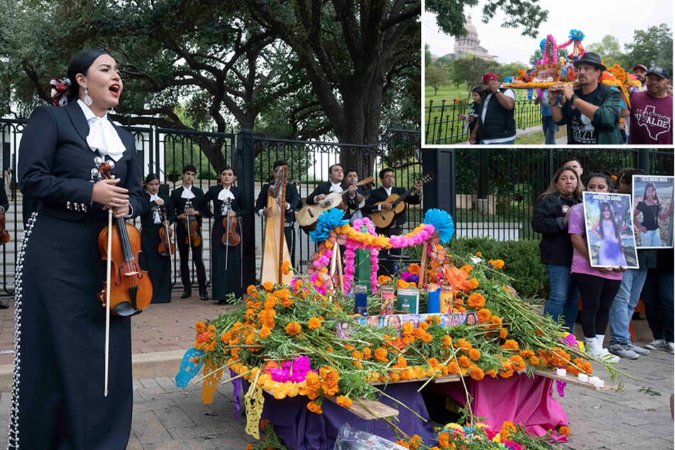 Uvalde victims' families celebrate Día de los Muertos by marching to Gov. Abbott's mansion