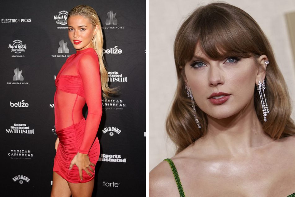 Olivia Dunne (l.) seems to be on a similar path in the MLB scene as Taylor Swift (r.) was during the NFL season with her romance with Kansas City Chief Travis Kelce.