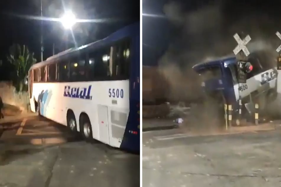 Der Bus wurde vom Zug erfasst. Videos zeigen das Unglück im Detail.