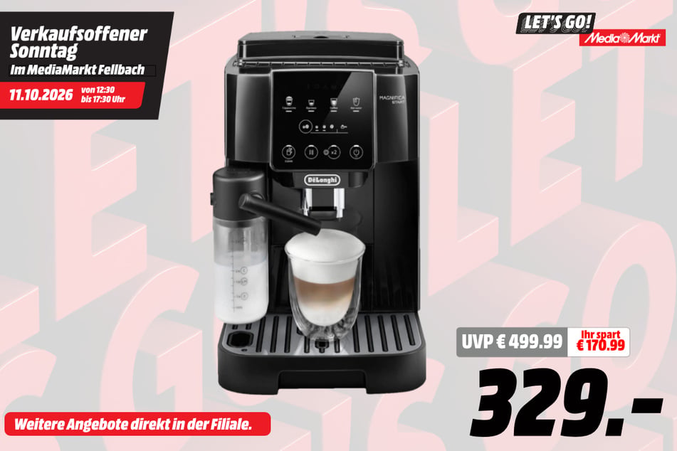 DeLonghi-Kaffeevollautomat für 329 statt 499,99 Euro.