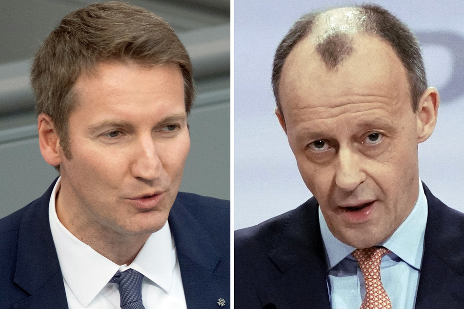 Patrick Sensburg (49, l) und Friedrich Merz (65) sind für die CDU im Hochsauerlandkreis als Bundestagskandidaten angetreten - Merz gewann mit klarem Vorsprung.