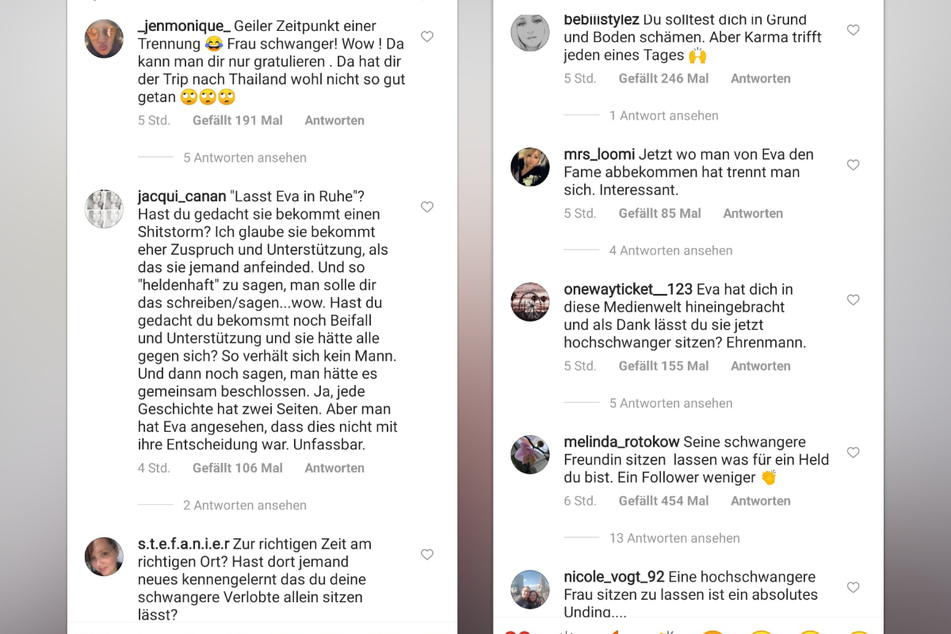 Unser schießen in den Instagram-Kommentaren gegen Chris Stenz (31). (Fotomontage)