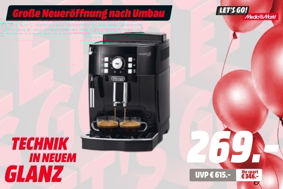 DeLonghi-Kaffeevollautomat Magnifica S ECAM21.116.B
für 269 statt 615 Euro.
