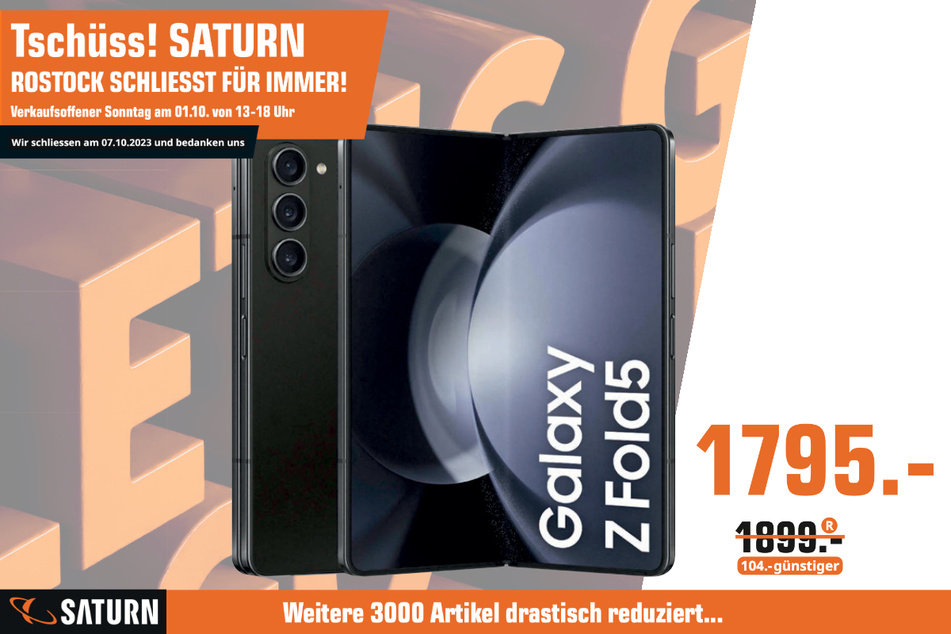 Samsung Galaxy Z Fold 5 für 1.795 statt 1.899 Euro.