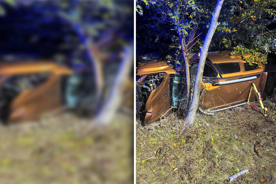 Unfall im Harz: Auto wird zwischen Bäumen eingeklemmt, zwei Personen verletzt!