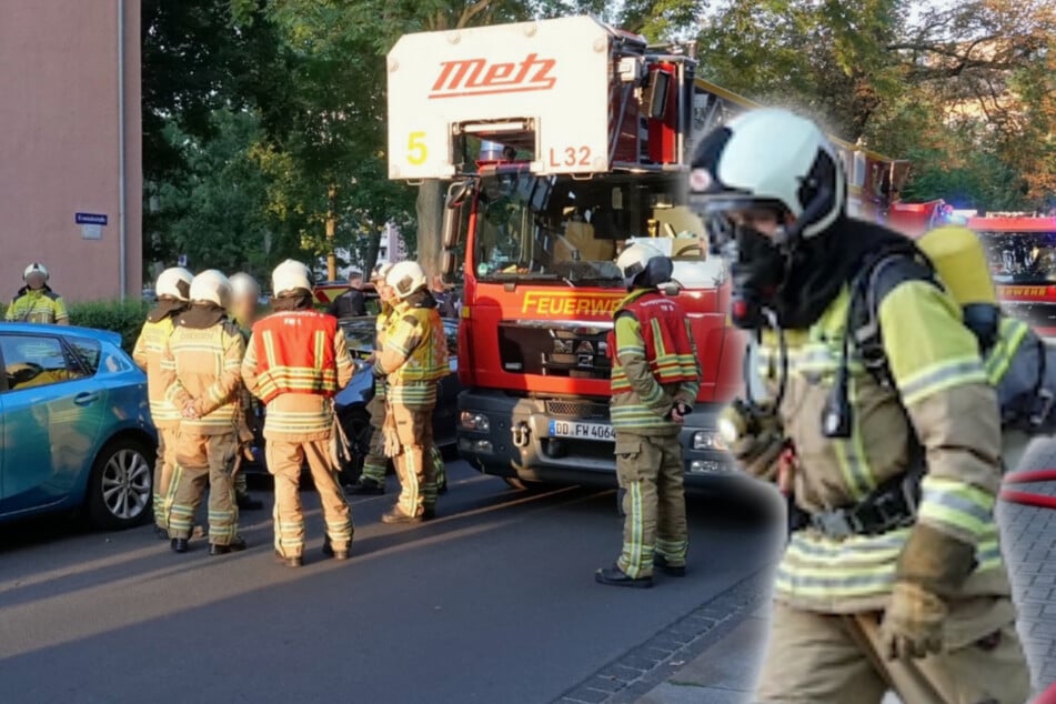 Dresden: Kellerbrand in Dresden: Feuerwehr kämpft sich durch verqualmtes Treppenhaus