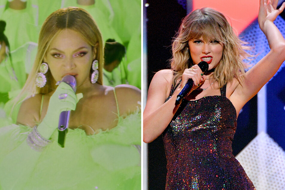 Fans are speculating that Beyoncé (l.) or Taylor Swift could be the surprise female performer in question.