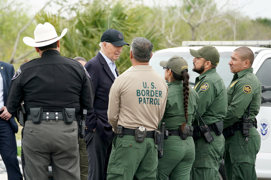 President Joe Biden speaks with border patrol agents at the US-Mexico border in Brownsville, Texas, on February 29, 2024.