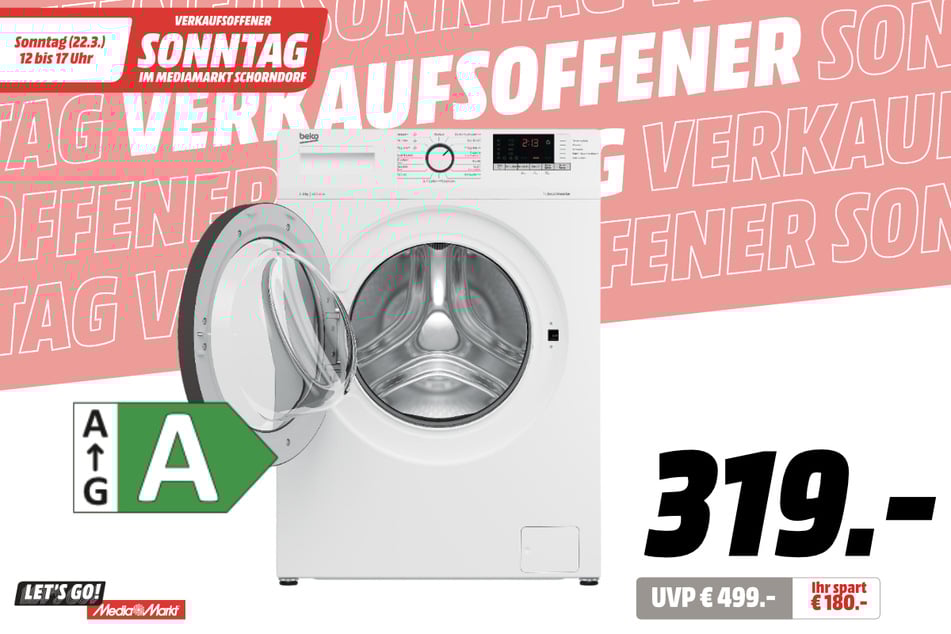Beko-Waschmaschine für 319 statt 499 Euro.