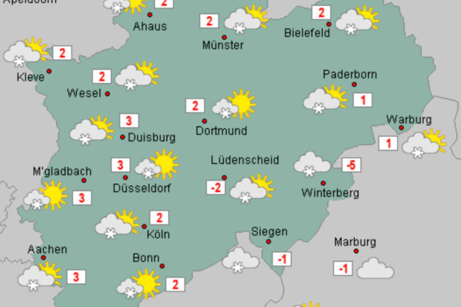 Am Sonntag kündigt sich - zwischen einzelnen sonnigen Abschnitten - auch Schnee in NRW an.