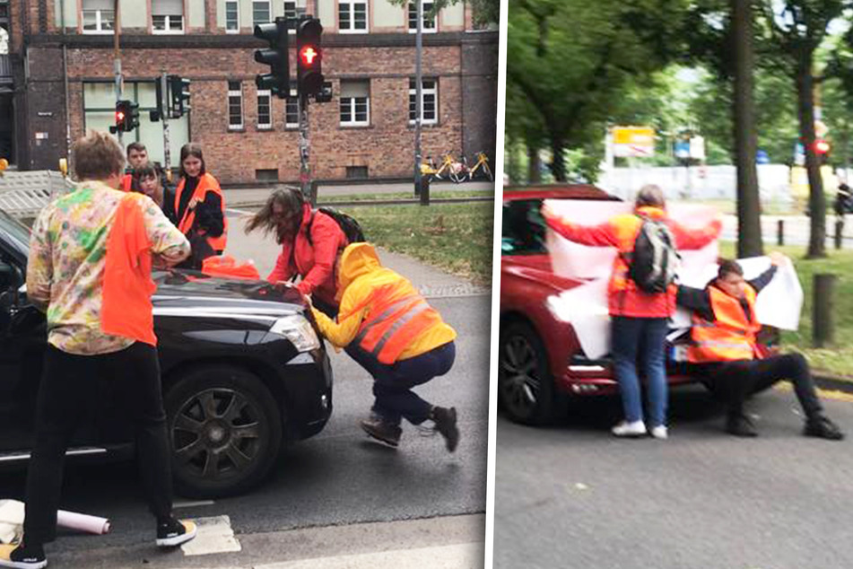 "Letzte Generation" in Dresden: Genervte Autofahrer steuern in Demonstranten!