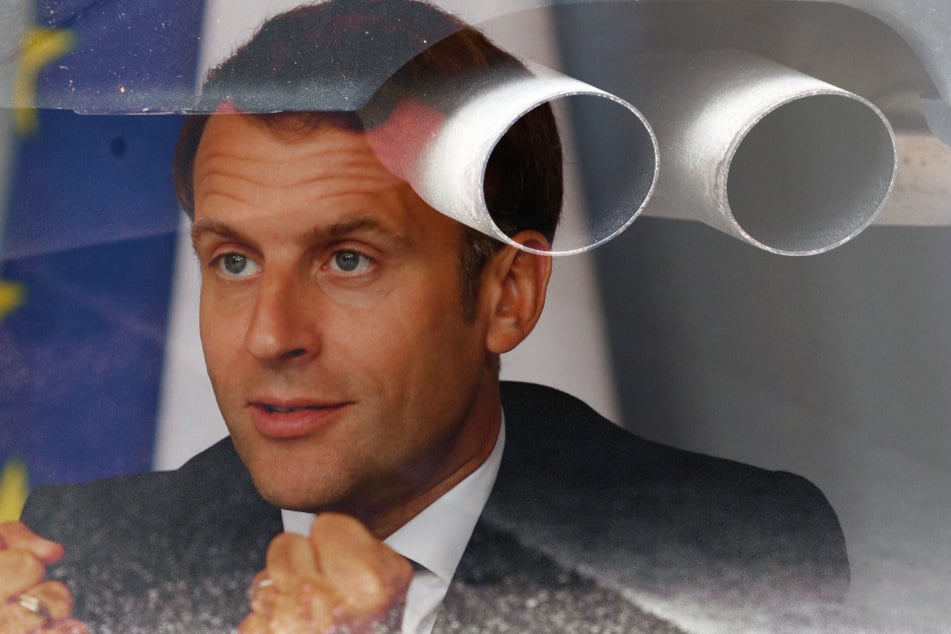 Besonders stark fiel der Produktionseinbruch in der Automobilindustrie aus. Das kann Präsident Emmanuel Macron nicht gefallen. (Bildmontage).
