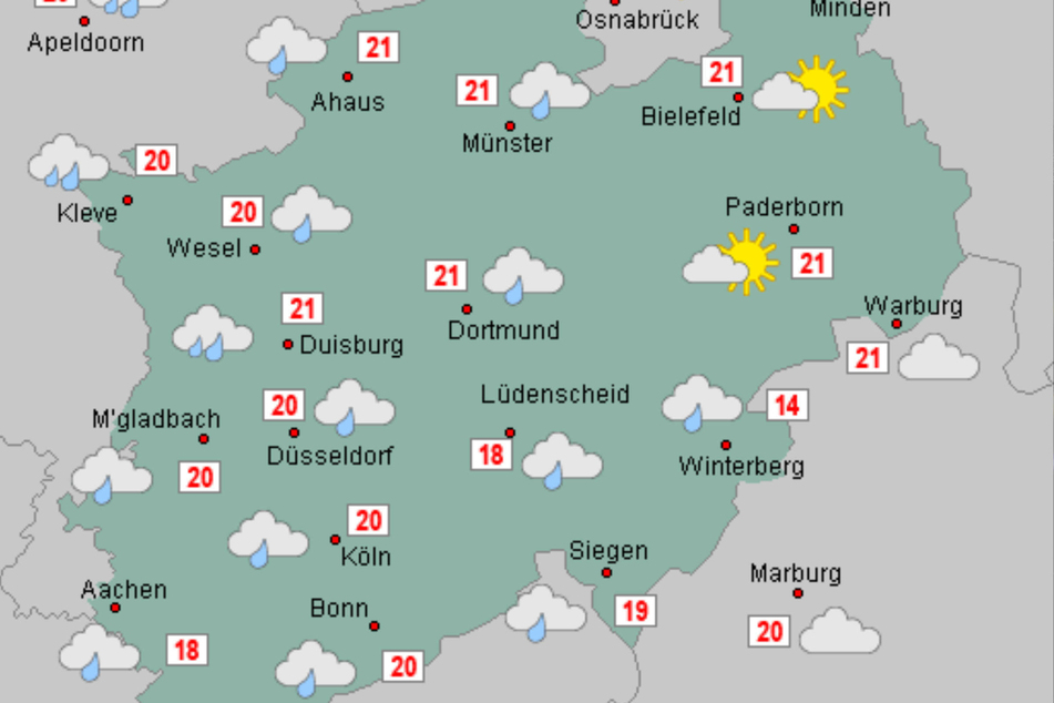In NRW steht in den kommenden Tagen wechselhaftes Wetter auf dem Programm. Am Montagnachmittag ziehen dichte Wolken mit Regenschauern auf.