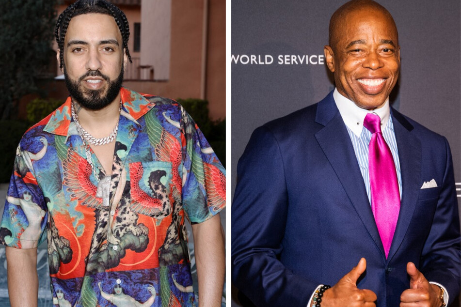 New York City mayor Eric Adams (r.) was seen partying with French Montana on Father's Day.