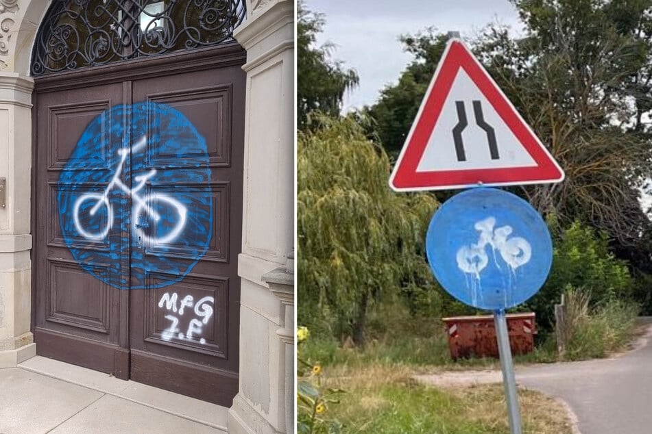 Ein Mann verteilte Radweg-Graffiti in Möckern.
