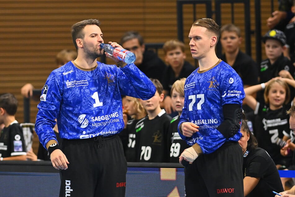 Normalerweise besteht das Torwart-Duo beim HC Elbflorenz aus Marino Mallwitz (29, l.) und Robin Cantegrel (30).