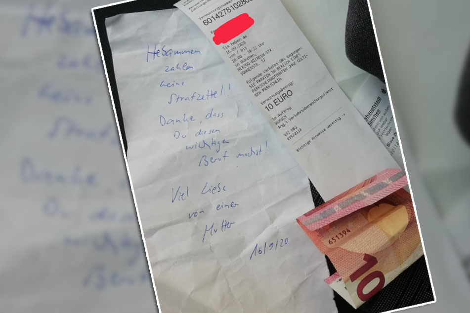 Ein Geldschein, ein Strafzettel und eine handgeschriebene, liebevolle Geste. Eine Hebamme sucht nach der Spenderin.