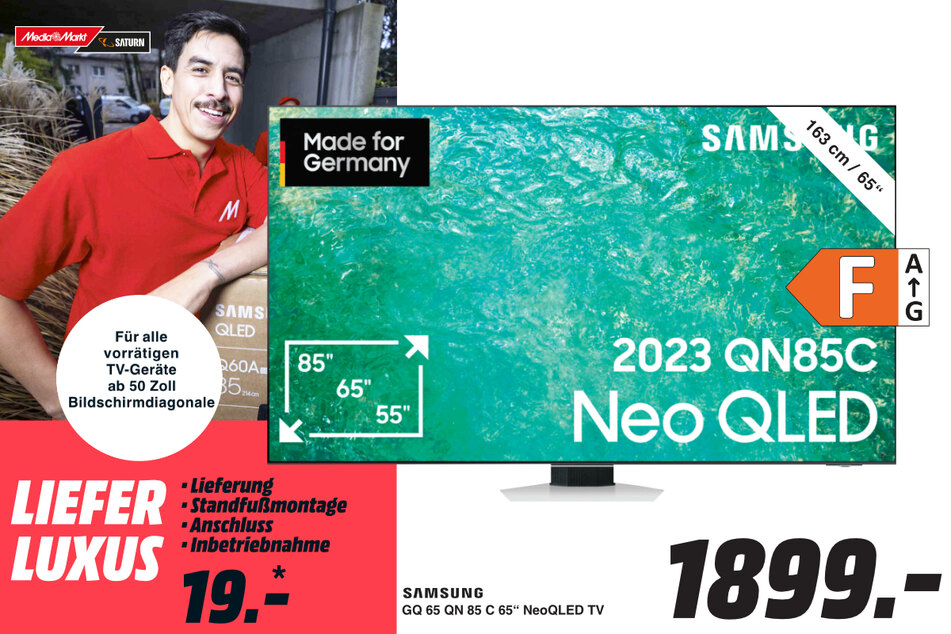 65-Zoll Samsung-Fernseher GQ65QN85C
für 1.899 Euro.