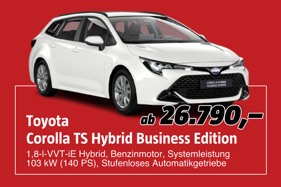 Toyota Corolla TS Hybrid Business Edition
ab 26.790 Euro. Abbildungen enthalten zum Teil aufpreispflichtige Sonderausstattungen. Nur solange der Vorrat reicht.