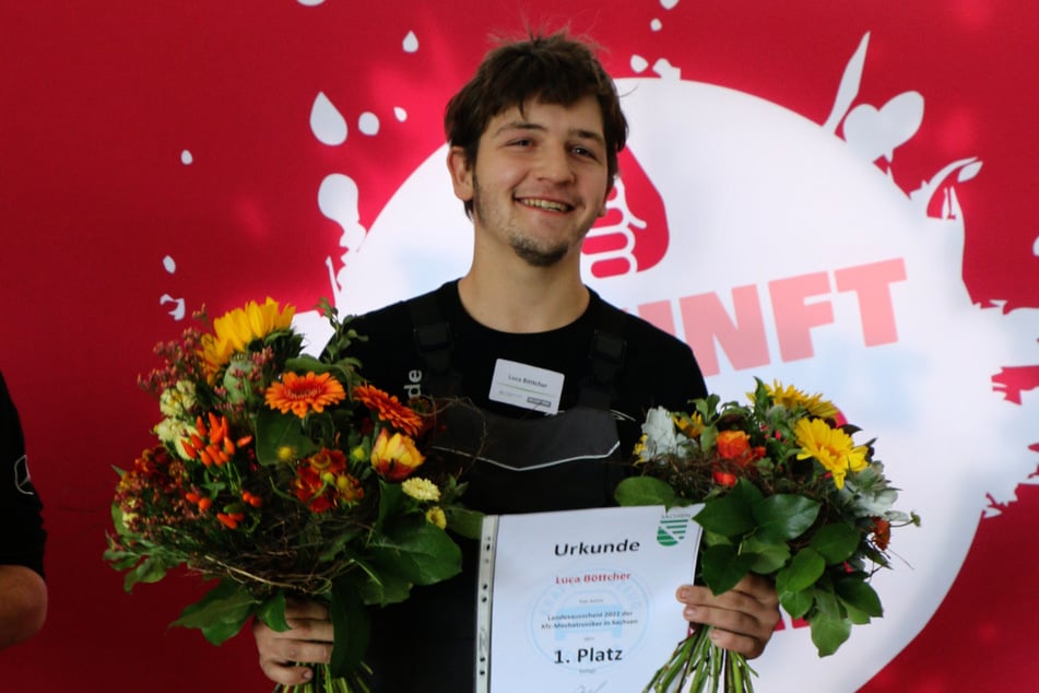 Luca Böttcher (22) bei der Auszeichnung in der Handwerkskammer Chemnitz.