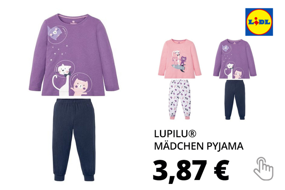 LUPILU® Kleinkinder Pyjama Mädchen, aus reiner Baumwolle