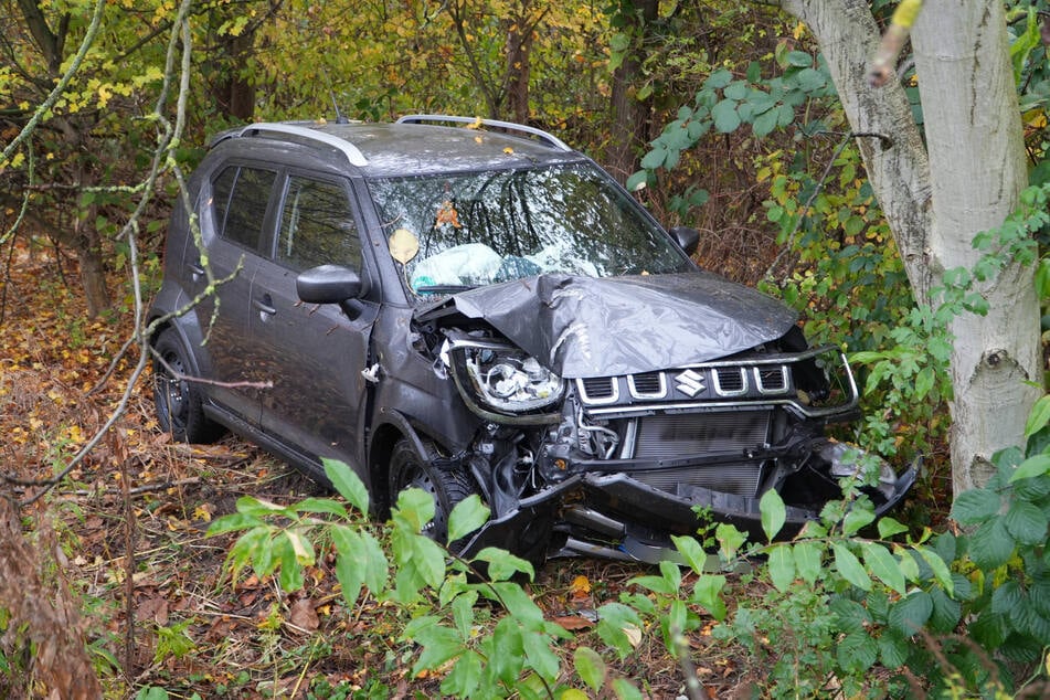 In Leipzig krachte am Mittwoch ein Suzuki gegen einen Baum.